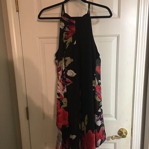 Black Floral Dress Full Length Size 16